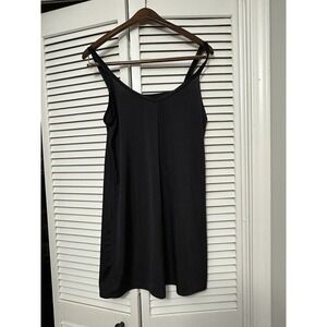 VANITY FAIR 10158 black nylon spandex FULL SLIP sz 36 18"/42 Grunge‎ Fairygoth